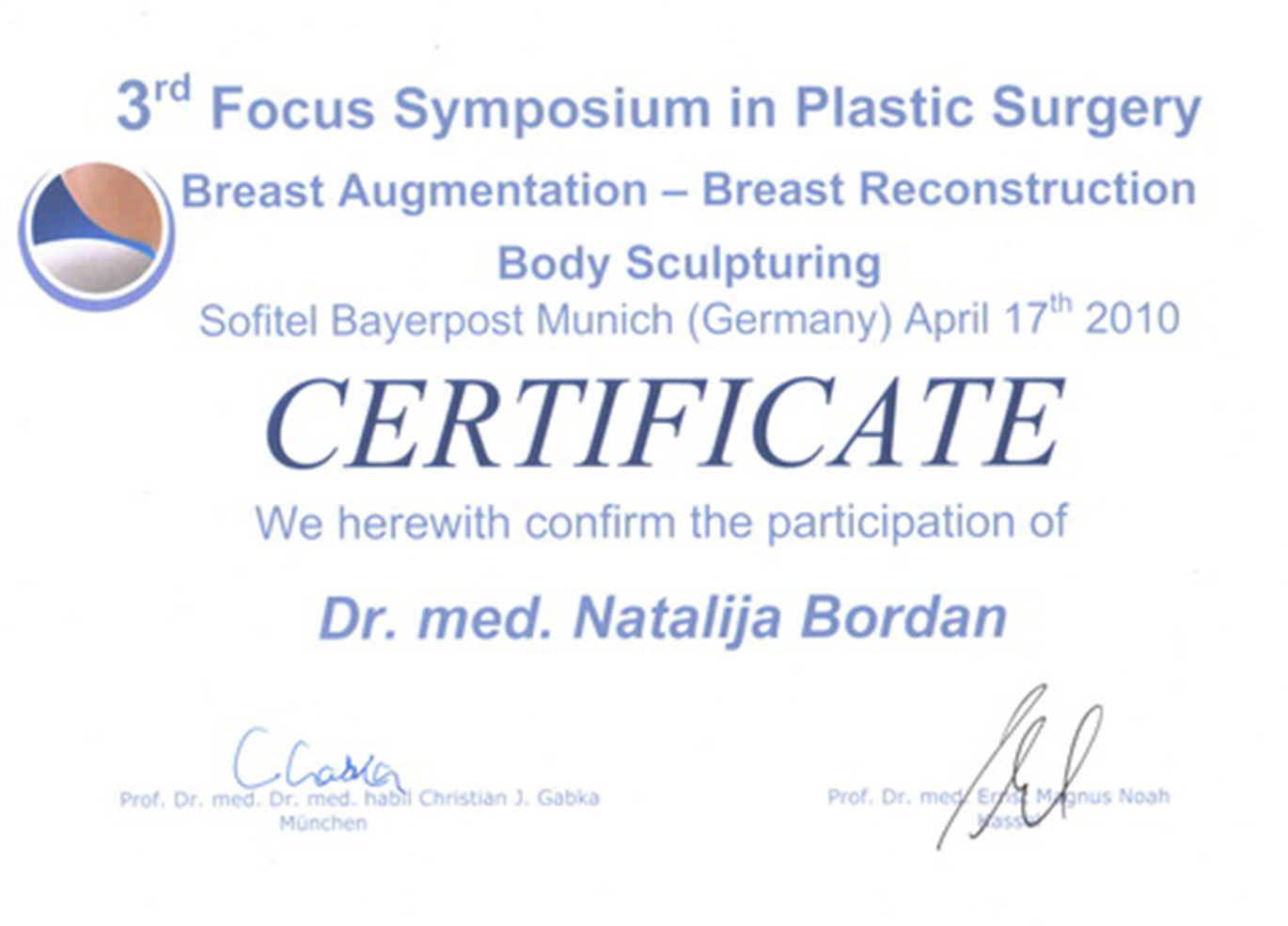 Сертификат пластического хирурга